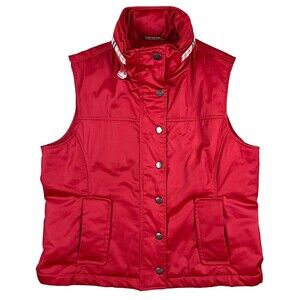 TravelSmith Outdoor Travel Vest  Women's Size S  Red Jacket w Zip-Away Hood